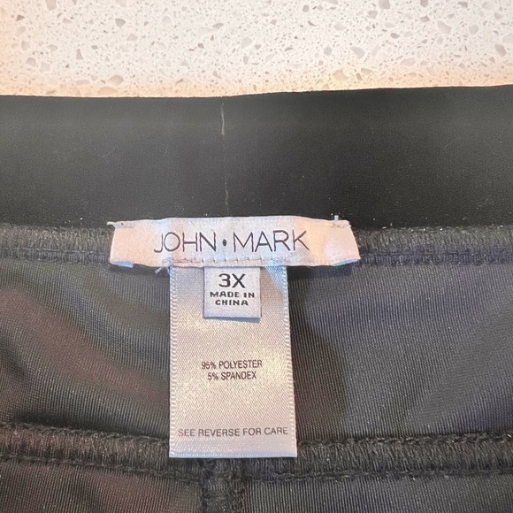 John Mark Solid Black Faux Jean with back pockets Velvet Pull On Pants Size Plus - Picture 7 of 12